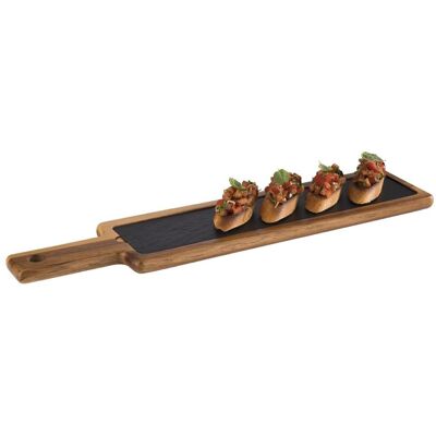GGM Gastro (6 Stück) Servierbrett - FUSIONA - 2-teiliges Set - inkl. Naturschieferplatte - 430x120mm GGM Gastro (6 Stück) Servierbrett - FUSIONA - 2-teiliges Set - inkl. Naturschieferplatte - 430x120mm