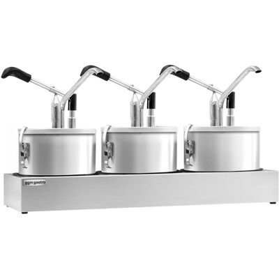 GGM Gastro Saucen-/ Dosierspender inkl. Edelstahlgestell - 3x4 Liter - einstellbarer Dosierung GGM Gastro Saucen-/ Dosierspender inkl. Edelstahlgestell - 3x4 Liter - einstellbarer Dosierung