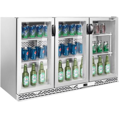 GGM Gastro Barkoelkast - 1350mm - 330 Liter - met 3 glazen klapdeuren - RVS zilver GGM Gastro Barkoelkast - 1350mm - 330 Liter - met 3 glazen klapdeuren - RVS zilver