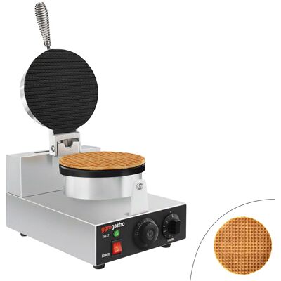 GGM Gastro Wafelijzer - Enkel - Handmatige temperatuurregeling - 1,30kW - Vorm: Eishörnchen - Ø 190mm - bakplaten met antiaanbaklaag (Teflon) zilver GGM Gastro Wafelijzer - Enkel - Handmatige temperatuurregeling - 1,30kW - Vorm: Eishörnchen - Ø 190mm - bakplaten met antiaanbaklaag (Teflon) zilver