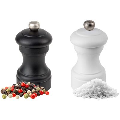 (6 stuks) PEUGEOT BISTRO - Zout & Peper Molen - Hout - Zwart & Wit - Hoogte: 100mm (6 stuks) PEUGEOT BISTRO - Zout & Peper Molen - Hout - Zwart & Wit - Hoogte: 100mm