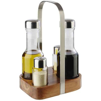 GGM Gastro (6 Stück) Menage - WOOD - Holzständer - inkl. 4 Glasbehälter GGM Gastro (6 Stück) Menage - WOOD - Holzständer - inkl. 4 Glasbehälter