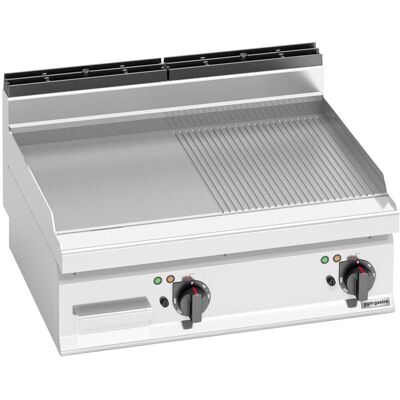 GGM Gastro Elektrische bakplaat - 9,6kW - 1/2 glad 1/2 geribbeld - Bakoppervlak: 795x500mm zilver GGM Gastro Elektrische bakplaat - 9,6kW - 1/2 glad 1/2 geribbeld - Bakoppervlak: 795x500mm zilver