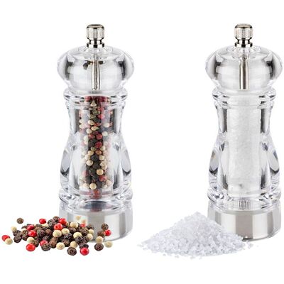 GGM Gastro (6 Stück) Salz- & Pfeffermühlen - CLEARGRIND - Acryl - Höhe: 150mm - Transparent GGM Gastro (6 Stück) Salz- & Pfeffermühlen - CLEARGRIND - Acryl - Höhe: 150mm - Transparent