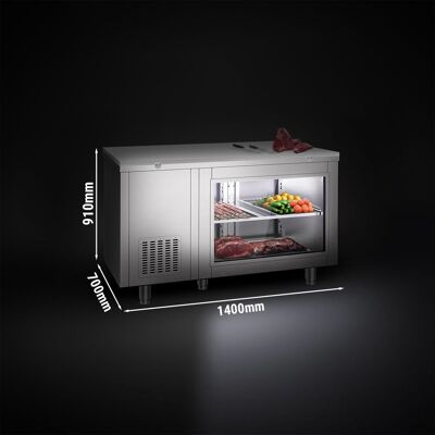 GGM Gastro Kühltisch - 1400x700mm - rückseitig 2 Türen - mit Glasfront - inkl. Schneideplatte Weiß GGM Gastro Kühltisch - 1400x700mm - rückseitig 2 Türen - mit Glasfront - inkl. Schneideplatte Weiß