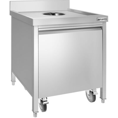 GGM Gastro Mülleimer - 50 Liter - mit Rollcontainer - Einwurföffnung & Frontauszug - Edelstahl Zilver GGM Gastro Mülleimer - 50 Liter - mit Rollcontainer - Einwurföffnung & Frontauszug - Edelstahl Zilver