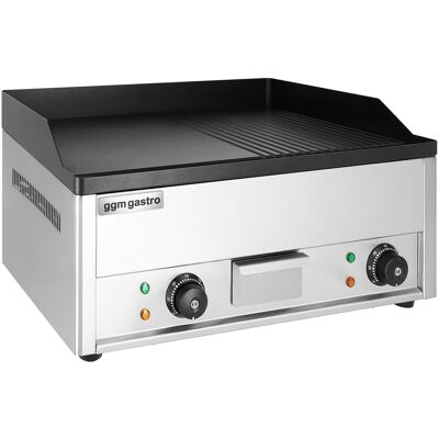 GGM Gastro Elektrische bakplaat - 4,4kW - Glad/geribbeld - Bakoppervlak: 600x335mm zilver GGM Gastro Elektrische bakplaat - 4,4kW - Glad/geribbeld - Bakoppervlak: 600x335mm zilver