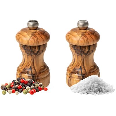 (6 stuks) PEUGEOT BISTRO - peper & zoutmolen - olijfhout - hoogte: 100mm (6 stuks) PEUGEOT BISTRO - peper & zoutmolen - olijfhout - hoogte: 100mm