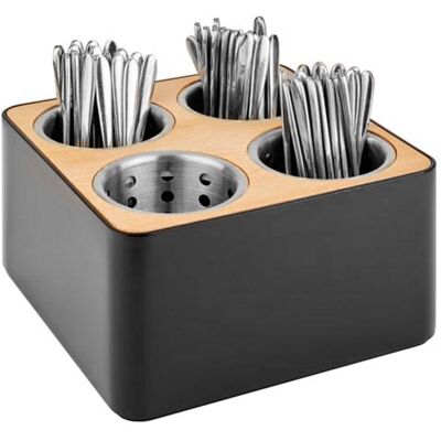 GGM Gastro Besteckbehälter & Flaschenhalter - Holz - inkl. 4 Edelstahlköcher GGM Gastro Besteckbehälter & Flaschenhalter - Holz - inkl. 4 Edelstahlköcher