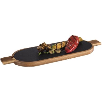 GGM Gastro (6 Stück) Servierbrett - FUSIONA - 2-teiliges Set - inkl. Naturschieferplatte - 400x150mm - oval GGM Gastro (6 Stück) Servierbrett - FUSIONA - 2-teiliges Set - inkl. Naturschieferplatte - 400x150mm - oval