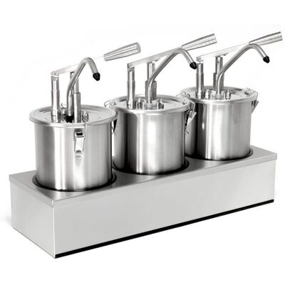 GGM Gastro Saucenspender - 3x 4 Liter - inkl. Edelstahlgestell Zilver GGM Gastro Saucenspender - 3x 4 Liter - inkl. Edelstahlgestell Zilver
