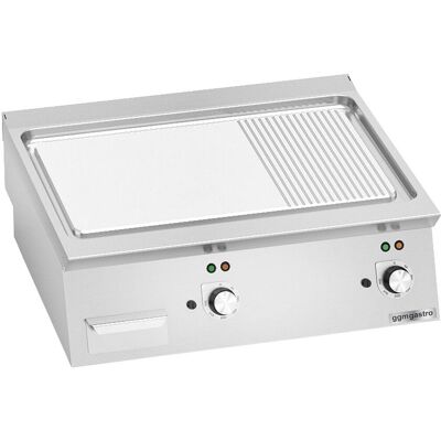 GGM Gastro Elektrische bakplaat - 9,6kW - Glad/geribbeld - Bakoppervlak: 800x730mm zilver GGM Gastro Elektrische bakplaat - 9,6kW - Glad/geribbeld - Bakoppervlak: 800x730mm zilver