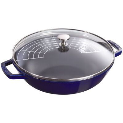 STAUB SPECIALITIES - Wok met glazen deksel - Ø 300mm - Gietijzer - Donkerblauw STAUB SPECIALITIES - Wok met glazen deksel - Ø 300mm - Gietijzer - Donkerblauw