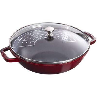 STAUB SPECIALITIES - Wok met glazen deksel - Ø 300mm - Gietijzer - Grenadine rood STAUB SPECIALITIES - Wok met glazen deksel - Ø 300mm - Gietijzer - Grenadine rood