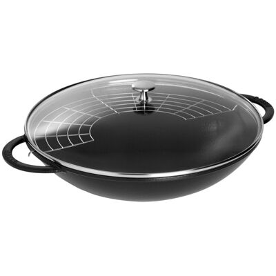 STAUB SPECIALITIES - Wok met glazen deksel - Ø 370mm - Gietijzer - Zwart STAUB SPECIALITIES - Wok met glazen deksel - Ø 370mm - Gietijzer - Zwart