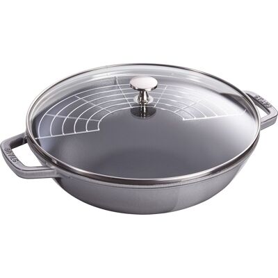 STAUB SPECIALITIES - Wok met glazen deksel - Ø 300mm - Gietijzer - Grafietgrijs STAUB SPECIALITIES - Wok met glazen deksel - Ø 300mm - Gietijzer - Grafietgrijs