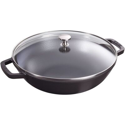 STAUB SPECIALITIES - Wok met glazen deksel - Ø 300mm - Gietijzer - Zwart STAUB SPECIALITIES - Wok met glazen deksel - Ø 300mm - Gietijzer - Zwart