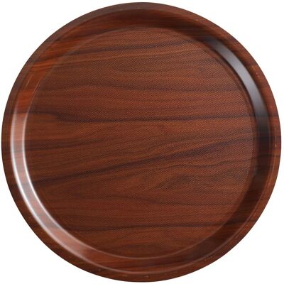 (24 stuks) CAMBRO MYKONOS - Gelamineerd dienblad - rond - ø 430mm - Houtlook walnoot (24 stuks) CAMBRO MYKONOS - Gelamineerd dienblad - rond - ø 430mm - Houtlook walnoot