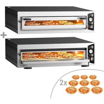 GGM Gastro (2 Stück) Elektro Pizzaofen - 9+9x 34cm (Breit) - Manuell Zilver GGM Gastro (2 Stück) Elektro Pizzaofen - 9+9x 34cm (Breit) - Manuell Zilver