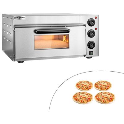 GGM Gastro Elektro Mini Pizzaofen - 4x 20cm - Manuell Zilver GGM Gastro Elektro Mini Pizzaofen - 4x 20cm - Manuell Zilver