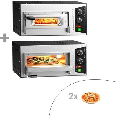 GGM Gastro (2 Stück) Elektro Pizzaofen - 1+1x 35cm - Manuell Zilver GGM Gastro (2 Stück) Elektro Pizzaofen - 1+1x 35cm - Manuell Zilver