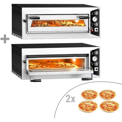 GGM Gastro (2 Stück) Elektro Pizzaofen - 4+4x 35cm - Manuell Zilver GGM Gastro (2 Stück) Elektro Pizzaofen - 4+4x 35cm - Manuell Zilver