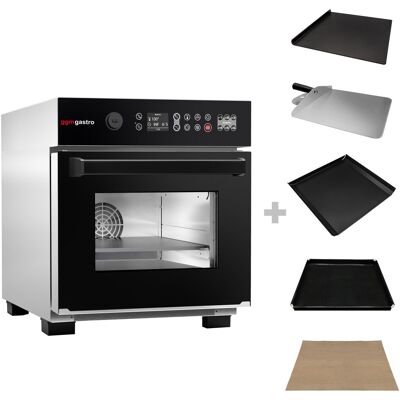 GGM Gastro Speedofen - 3,4 kW - Edelstahl - inkl. Temperaturfühler, Pizzablech, Antihaft-Korb 80% schnelleres Garen GGM Gastro Speedofen - 3,4 kW - Edelstahl - inkl. Temperaturfühler, Pizzablech, Antihaft-Korb 80% schnelleres Garen