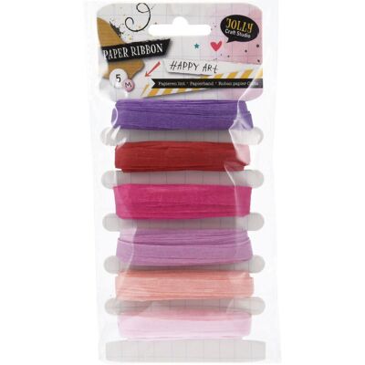 Papieren Lint Paars en Roze Tinten, 6x5mtr. Multi kleuren Papieren Lint Paars en Roze Tinten, 6x5mtr. Multi kleuren