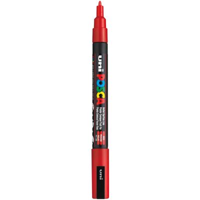 Uni Posca pc3m verfmarker rood - ronde punt tot 1,3 mm Rood Uni Posca pc3m verfmarker rood - ronde punt tot 1,3 mm Rood