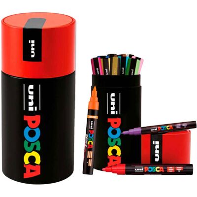 Uni Posca pigment marker koker set - 13st. Multi kleuren Uni Posca pigment marker koker set - 13st. Multi kleuren