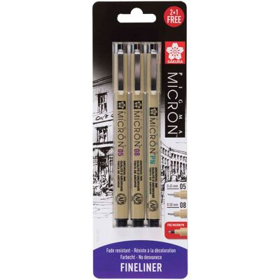 Sakura blisterkaart pigma micron 3 stuks Multi Kleuren Sakura blisterkaart pigma micron 3 stuks Multi Kleuren