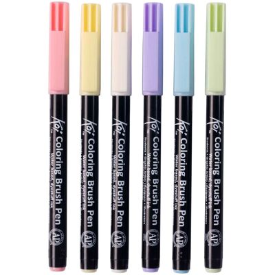 Sakura koi colouring brush pen set pastel, 6 kleuren Multi Kleuren Sakura koi colouring brush pen set pastel, 6 kleuren Multi Kleuren