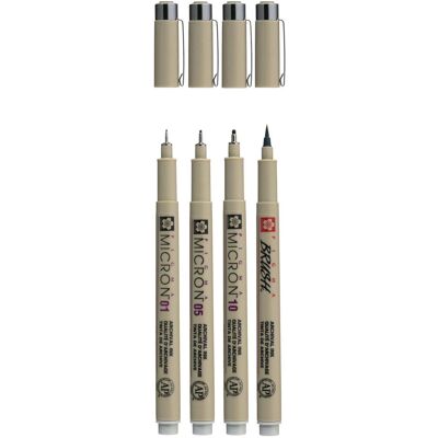 Sakura pigma micron fineliner set, 4 maten, licht koelgrijs Licht koelgrijs Sakura pigma micron fineliner set, 4 maten, licht koelgrijs Licht koelgrijs