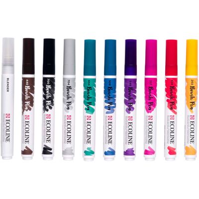 Bruynzeel Ecoline brush pen set galaxy, 10 kleuren Multi kleuren Bruynzeel Ecoline brush pen set galaxy, 10 kleuren Multi kleuren