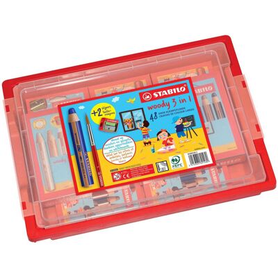 STABILO woody 3in1 schoolverpakking kleurpotloden - 48dlg. met 2 puntenslijpers Multi kleuren STABILO woody 3in1 schoolverpakking kleurpotloden - 48dlg. met 2 puntenslijpers Multi kleuren