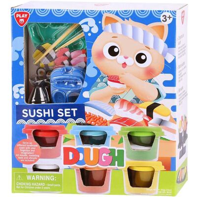 Playgo klei speelgoed sushi set met 6 potjes en accessoires. Multi kleuren Playgo klei speelgoed sushi set met 6 potjes en accessoires. Multi kleuren