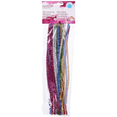 Edco Craft line chenille draad 30 stuks - pijpenragers glitter kleuren - knutsel draad buigbaar - hobby en creatief gebruik - 30 cm - 6 kleuren Edco Craft line chenille draad 30 stuks - pijpenragers glitter kleuren - knutsel draad buigbaar - hobby en creatief gebruik - 30 cm - 6 kleuren