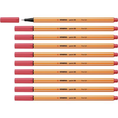 STABILO point 88 - premium fineliner - fine 0,4 mm - roest rood - doos 10 stuks STABILO point 88 - premium fineliner - fine 0,4 mm - roest rood - doos 10 stuks