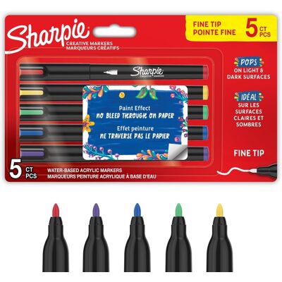 Sharpie creative marker acrylverf pennen water-based verfmarkers niet-doorlopende inkt schrijft op de meeste oppervlakken fijne punt knutsel- en kunstbenodigdheden diverse kleuren 5 stuks Sharpie creative marker acrylverf pennen water-based verfmarkers niet-doorlopende inkt schrijft op de meeste oppervlakken fijne punt knutsel- en kunstbenodigdheden diverse kleuren 5 stuks