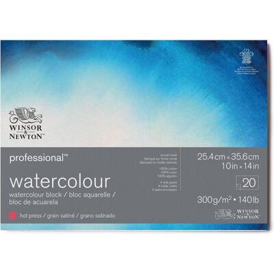 Winsor & Newton 6664007 professioneel aquarelpapier blok - 25,4 x 35,56 cm , 20 vellen, 300 g/m², 4-zijdig gelijmd, grain satiné - voor aquarelverf en aquareltechnieken Winsor & Newton 6664007 professioneel aquarelpapier blok - 25,4 x 35,56 cm , 20 vellen, 300 g/m², 4-zijdig gelijmd, grain satiné - voor aquarelverf en aquareltechnieken