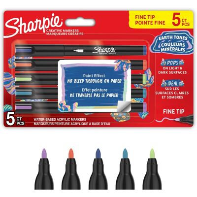 Sharpie creative marker acrylverf pennen aardetinten watergedragen verfmarkers fijne punt knutsel- en kunstbenodigdheden diverse kleuren 5 stuks Sharpie creative marker acrylverf pennen aardetinten watergedragen verfmarkers fijne punt knutsel- en kunstbenodigdheden diverse kleuren 5 stuks