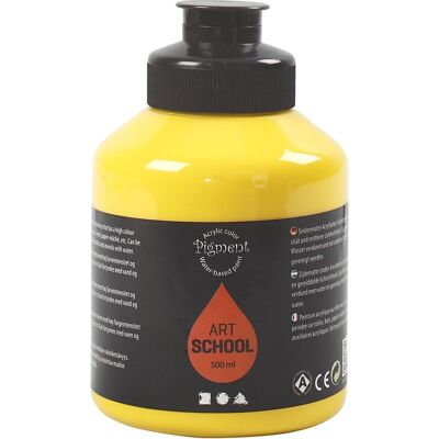 Pigment Art School verf - Geel primair - Watergedragen acrylverf voor kunst - 500ml Pigment Art School verf - Geel primair - Watergedragen acrylverf voor kunst - 500ml