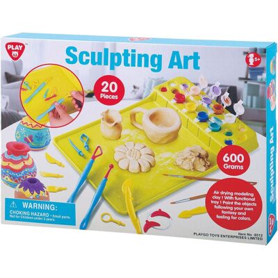 Playgo klei beeldhouwen set met verf en accessoires - 20-delig creatief speelgoed. Multi kleuren Playgo klei beeldhouwen set met verf en accessoires - 20-delig creatief speelgoed. Multi kleuren