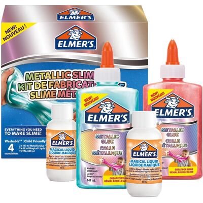 Elmer's Metallic slijmpakket van slijmbenodigdheden, inclusief metallic pva-lijm met magical liquid-slijmactivator 4-delig pakket Elmer's Metallic slijmpakket van slijmbenodigdheden, inclusief metallic pva-lijm met magical liquid-slijmactivator 4-delig pakket