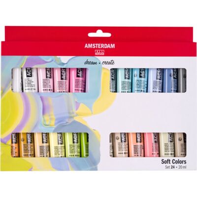 Amsterdam Standaard series acrylverf zachte kleuren set 24 x 20ml Multi kleuren Amsterdam Standaard series acrylverf zachte kleuren set 24 x 20ml Multi kleuren