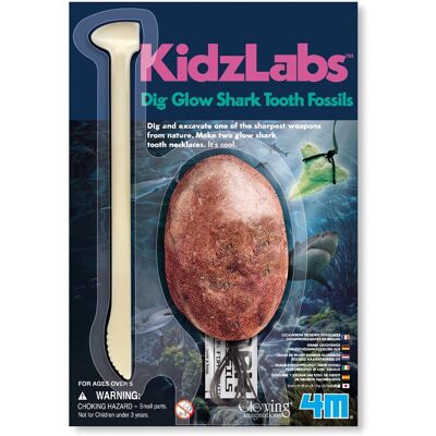 4M opgraafkit glow in the dark - haaientand - 2 stuks - fossielen - kidzlabs - 5 jaar 4M opgraafkit glow in the dark - haaientand - 2 stuks - fossielen - kidzlabs - 5 jaar