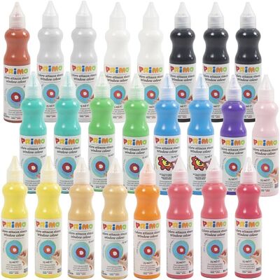 PRIMO Raamverf - verf voor ramen - verschillende kleuren - 24x75ml PRIMO Raamverf - verf voor ramen - verschillende kleuren - 24x75ml