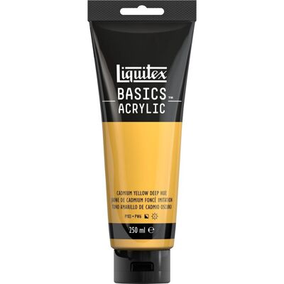 Liquitex 88700217 basics acrylverf cadmium yellow deep hue - 250 ml kunstenaars acrylverf middelmatige viscositeit lichtechte kleur voor schilderen & canvas Liquitex 88700217 basics acrylverf cadmium yellow deep hue - 250 ml kunstenaars acrylverf middelmatige viscositeit lichtechte kleur voor schilderen & canvas