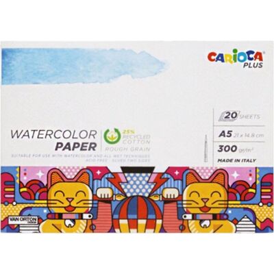 Carioca plus watercolor tekenblok - a5 aquarelpapier - 20 vellen - 300 g/m² - geschikt voor waterverf, aquarelpotloden, inkt en gouache Carioca plus watercolor tekenblok - a5 aquarelpapier - 20 vellen - 300 g/m² - geschikt voor waterverf, aquarelpotloden, inkt en gouache