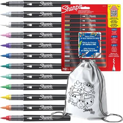 Sharpie acryl markers set - 12 kleuren brushpen Sharpie acryl markers set - 12 kleuren brushpen